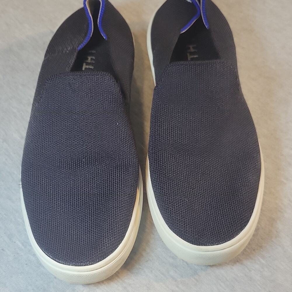Rothy's Men's Navy/White Knit Slip-On Casual Shoes Striped Pull Tab US 8.5